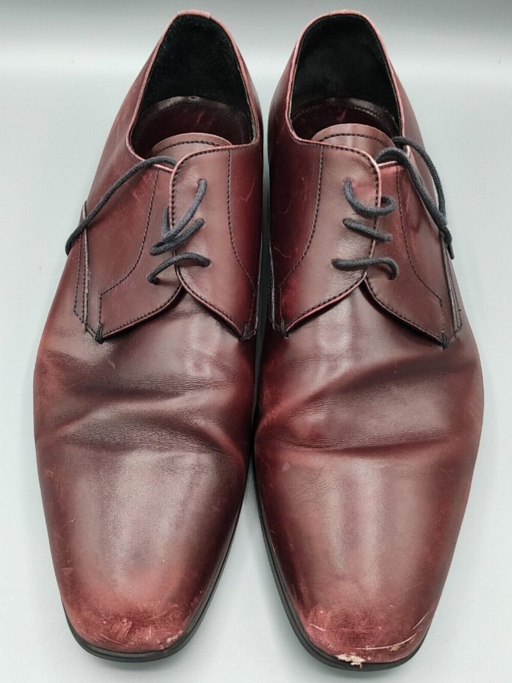 Prada Milano Made in Italy Burgundy Leather Round-Toe Derby Shoes (Mens 10.5)